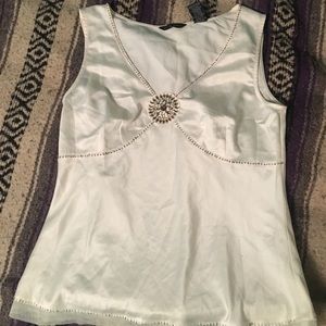 Cream colored embellished tank top blouse
